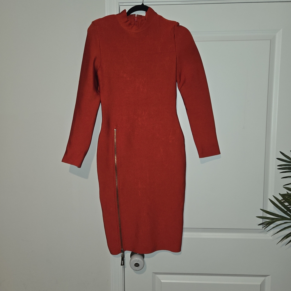 Chic Long Sleeve Red Dress